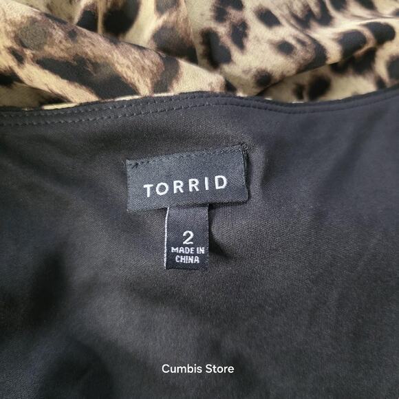 Torrid Dress Womens 2X Brown Leopard Print Sleeveless V Neck Asymmetrical Hem - Picture 7 of 12